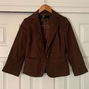 Brown 3/4 Sleeve Blazer by Apostrophe Size 4